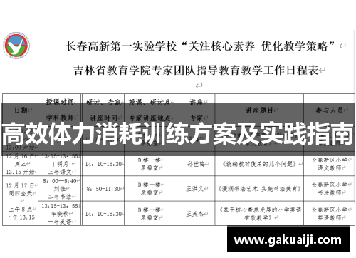 高效体力消耗训练方案及实践指南